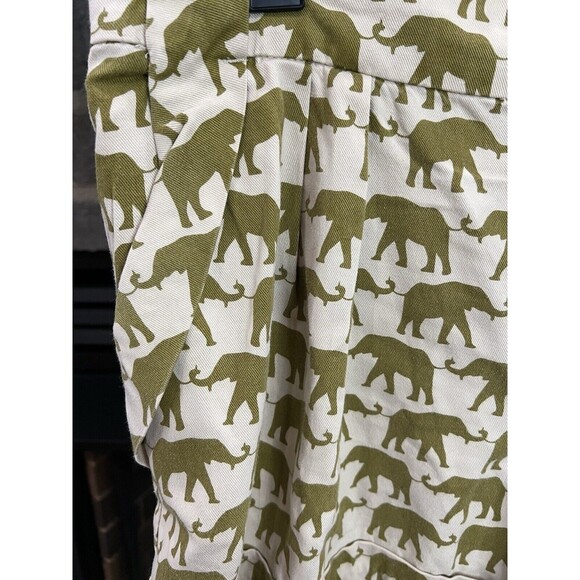 Anthropologie Cartonnier Chino Pleated Shorts Size 4 Elephant Print - Picture 3 of 13